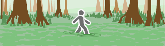 Hiker moving through a swamp slows them down Hiker moving through a swamp slows them down
