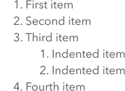 Example of an ordered list Example of an ordered list