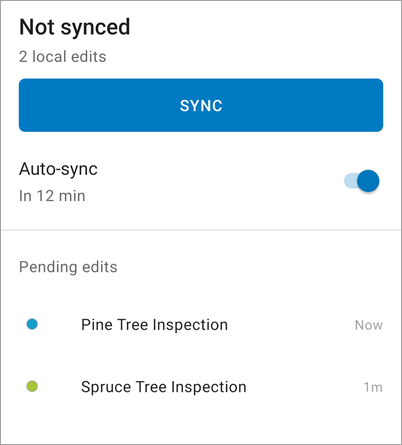 Sync panel Sync panel