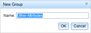 New Group dialog box with Name text box New Group dialog box with Name text box