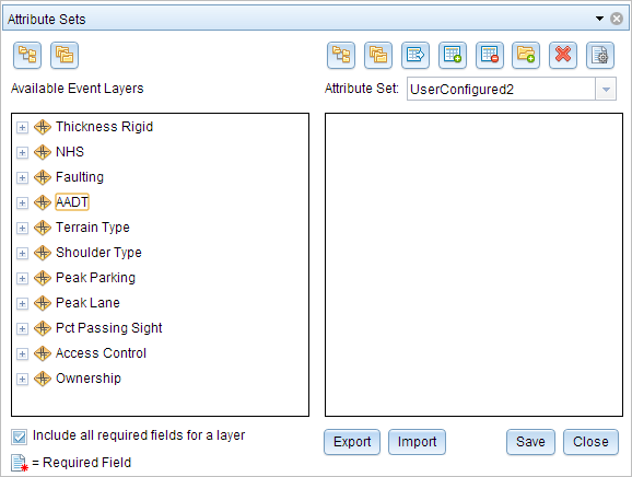 Attribute Sets dialog box Attribute Sets dialog box